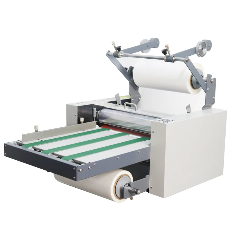 370mm-Adjustable-Speed-Hot-and-Cold-Roll-Laminating-Machine-With-Belt-Transmission