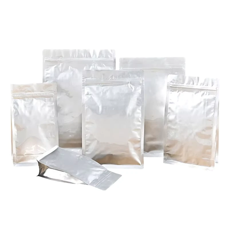 Aluminum-Foil-Flat-Bottom-Standing-Packaging-Bags-Clear-Silver-Resealable-Smell-Proof-Bags-Tea-Coffee-Nuts-Stand-up-Mylar-Bags