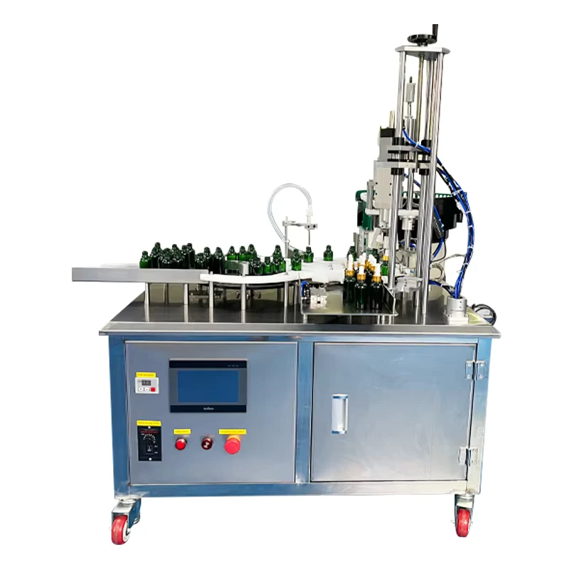 Auto-Dropper-Bottle-Unscrambling-Filling-and-Capping-Monoblock-With-Auto-Cap-Feeder-for-Essential-Oil-Serum-Packaging