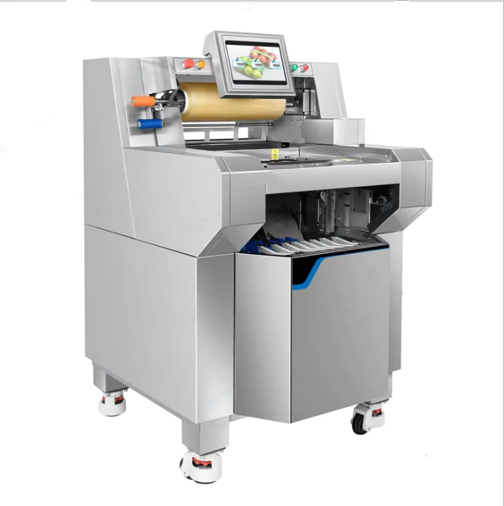 Auto-Weighing-and-Label-Printing-Meat-with-Tray-Packaging-Cling-Film-Wrapping-Machine-for-Supermarket