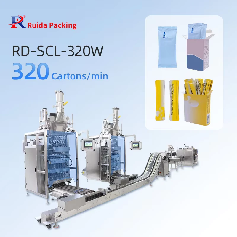 Automatic-Coffee-Milk-Powder-Stick-Cartoning-Packing-Production-Line-Multi-Lane-Sport-Energy-Gel-Stick-Sachet-Packing-Line