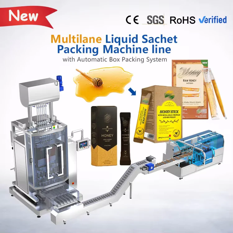 Automatic-Multi-Lane-Stick-Sachet-Maple-Syrup-Honey-Small-Cardboard-Box-Folding-Sealing-Packing-Machine