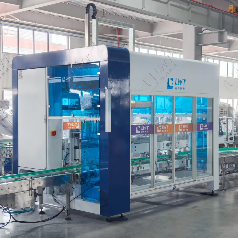 Automatic-PLC-Controlled-Drop-Type-Case-Packer-for-Bottles-Cans-Food-Packaging-Machine