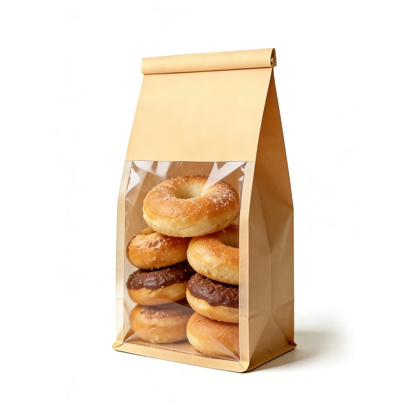 Biodegradable-Custom-Kraft-Paper-Quad-Seal-Pouch-Self-Sealing-Moisture-Proof-Baking-Bread-Bag-Flexible-Packaging