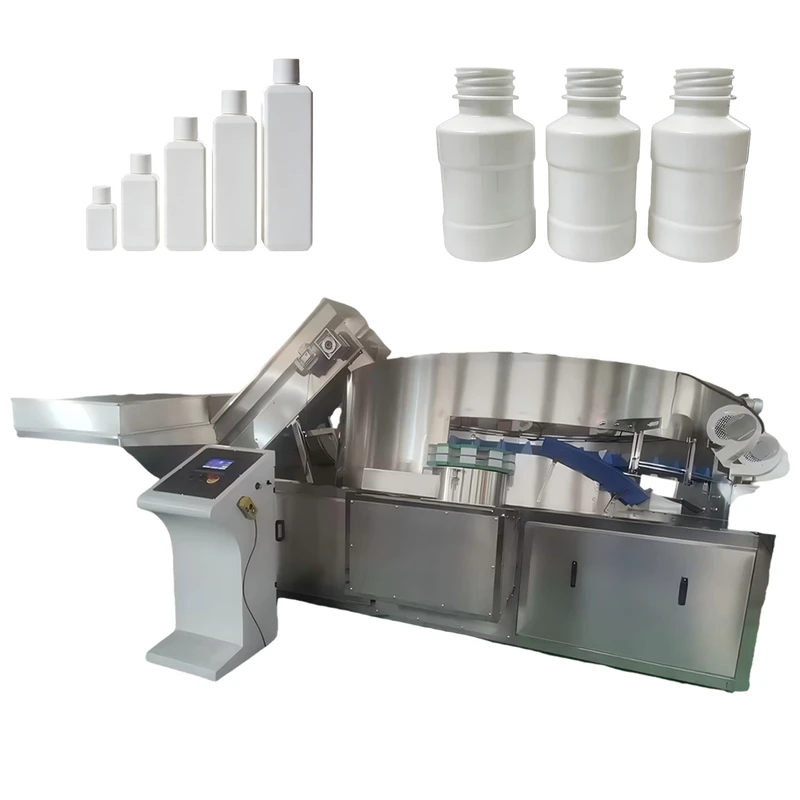 Bottle-Unscrambler-Bottle-Sorting-Machine-for-Sorting-Small-Round-Square-Milk-Dairy-Bottles-to-Filling-and-Labeling-Line