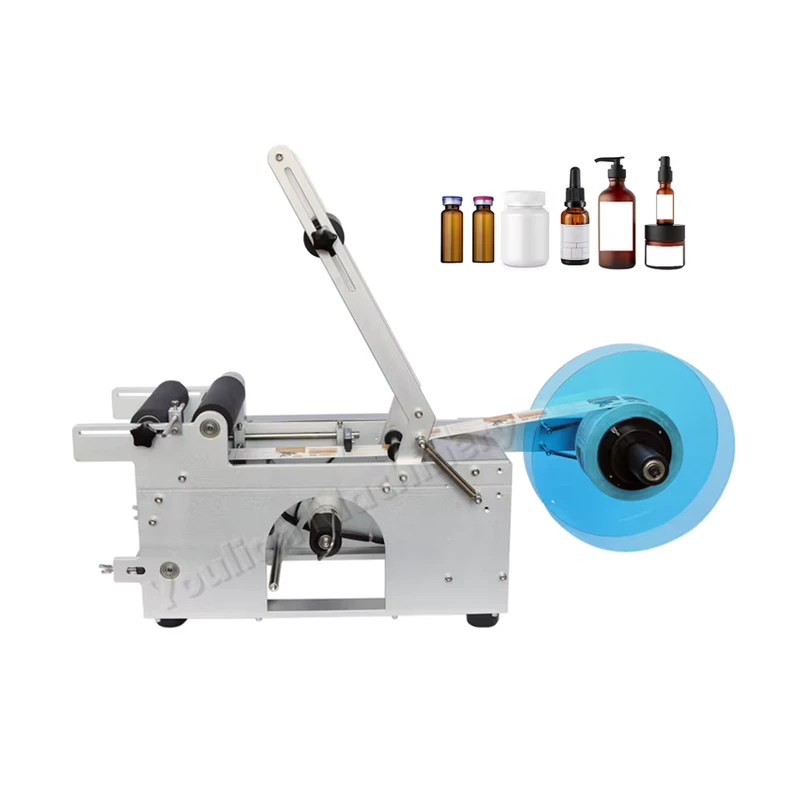 CJ-50-Semi-Automatic-Tabletop-Vial-Bottle-Labeler-Round-Wine-Bottle-Glass-Jar-Sticker-Labeling-Machine