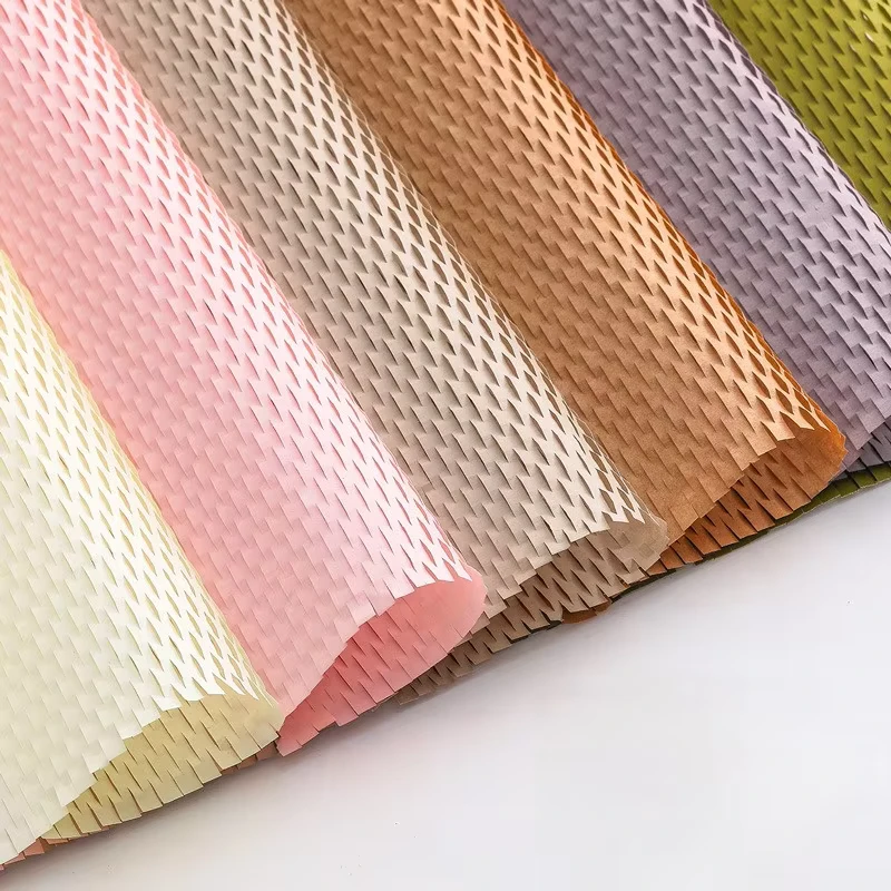 Colorful-Grid-Tearable-Cushioning-Cowhide-Honeycomb-Cellular-Gift-Paper-Flower-Packaging-Paper