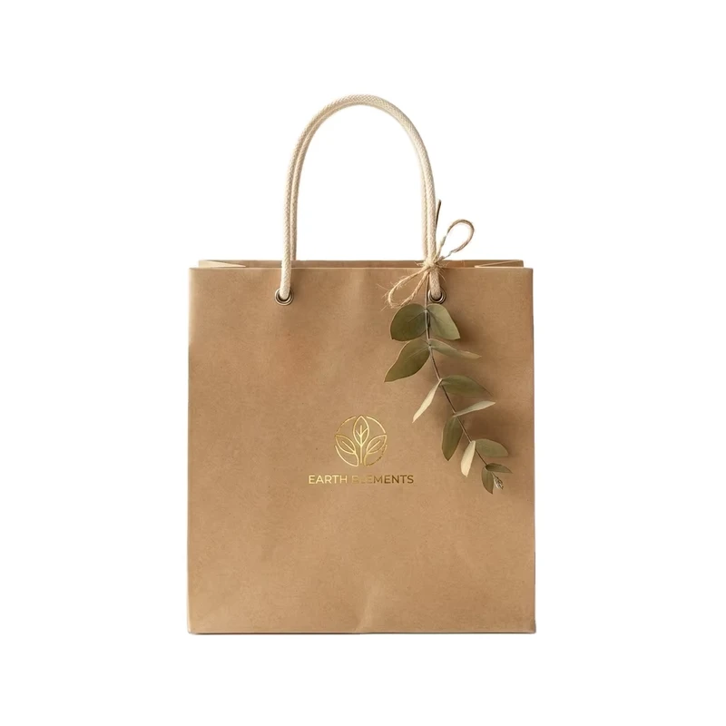 Custom-Eco-friendly-Craft-Paper-Jewelry-Gift-Bags-Recycled-Gold-Foil-Logo-Eucalyptus-Branch-Design-Cotton-Rope-Handle