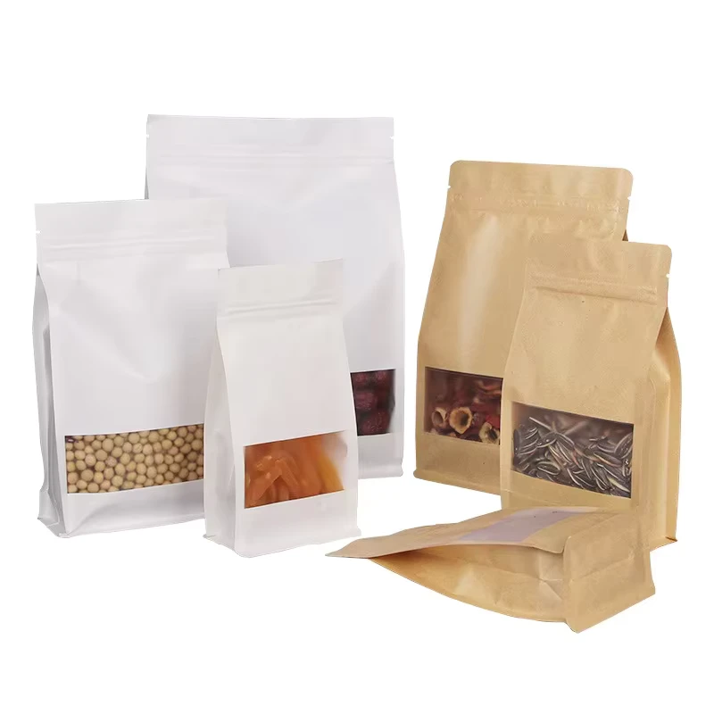 Custom-Printed-Clear-Window-Zipper-Valve-Stand-up-Recyclable-HDPE-Plastic-Packaging-Bag-for-Coffee-Food-Grade