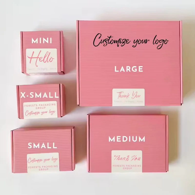 Custom-Printed-Logo-Pink-Corrugated-Cardboard-Cosmetic-Wig-Packaging-Mailer-Shipping-Paper-Gift-Box