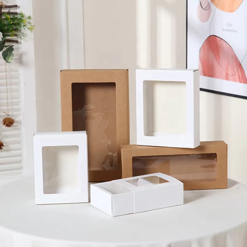 Custom-square-Gift-Packaging-Kraft-Cardboard-Paper-Box-with-clear-Window-Front