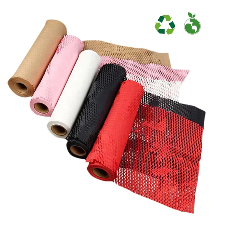 Eco-friendly-Kraft-Paper-Packaging-Cushioned-Material-Honeycomb-Wrap-Packaging-Paper-Roll-Honeycomb-Paper