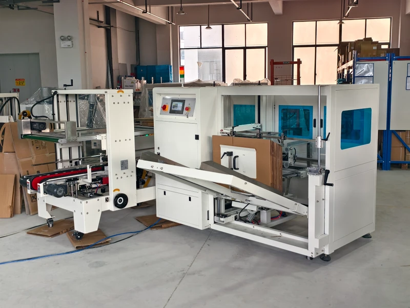 Electric-Cartons-Packaging-Line-Erector-and-Sealing-and-Strapping-Machine