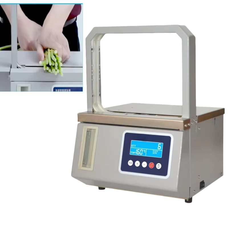 Electric-Supermarket-Vegetable-Strapping-Fast-Binding-Machine-Automatic-Hot-Melt-OPP-Tape-Banding-Food-New-Condition-Paper