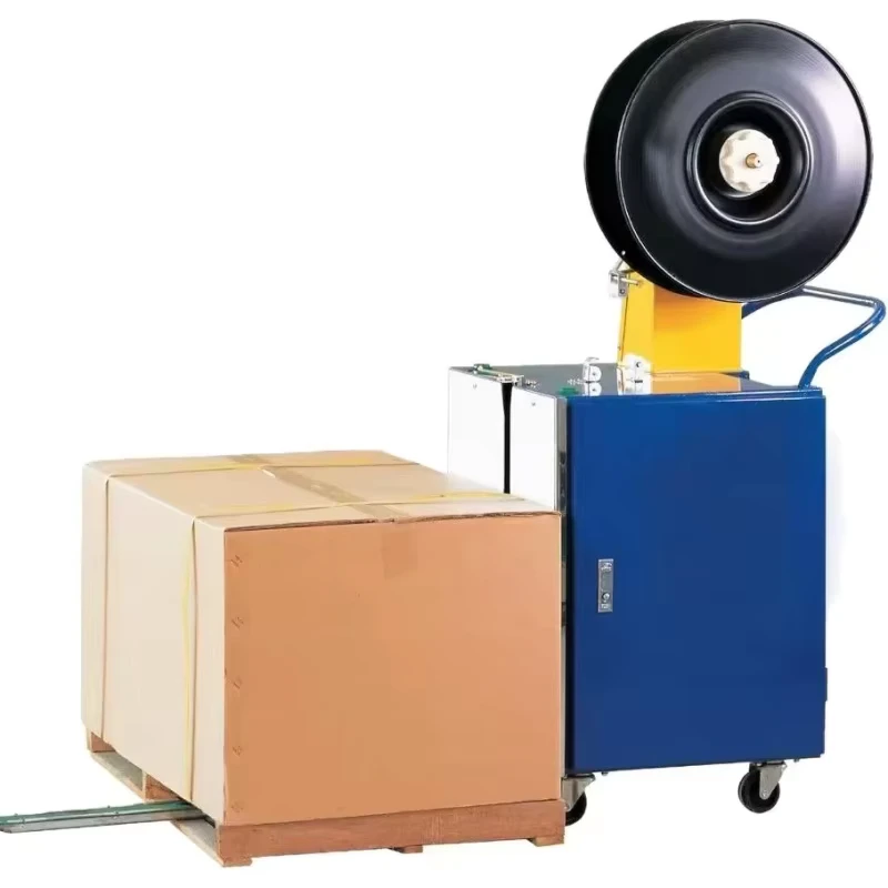 Factory-Semi-Auto-Box-Carton-case-PP-Plastic-Packing-Bundling-Pallet-Strapping-Machine