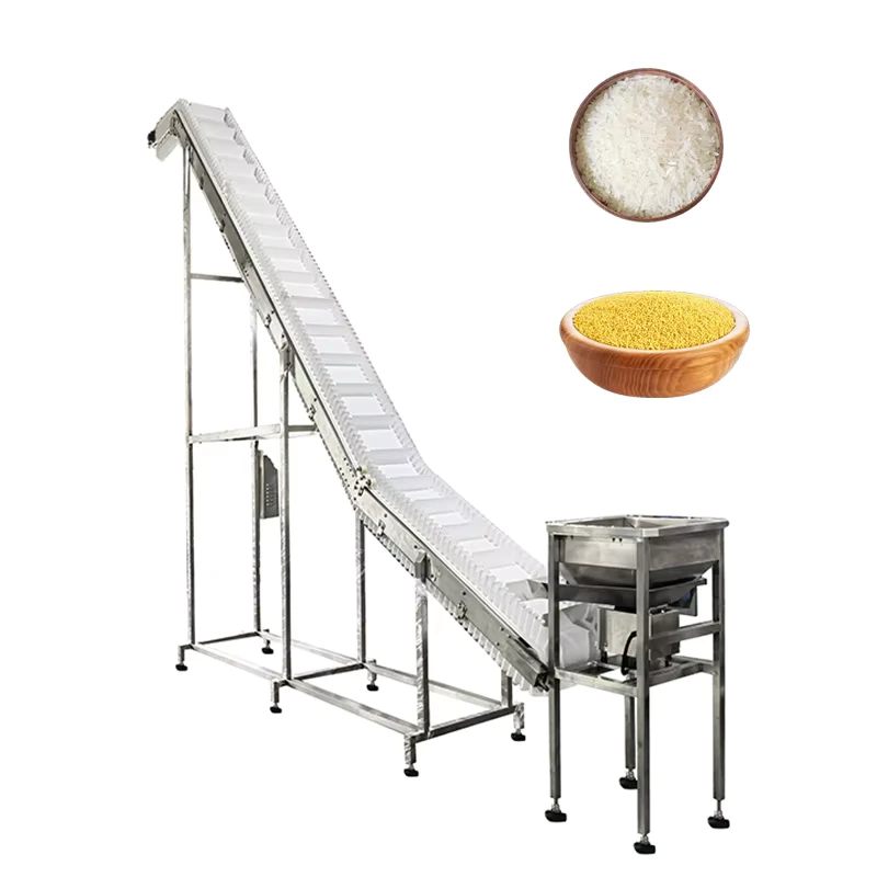 Food-Grade-Inclined-Type-Belt-Conveyor-Food-Weighing-Packaging-Line-Plastic-Bucket-for-Grain-Elevator