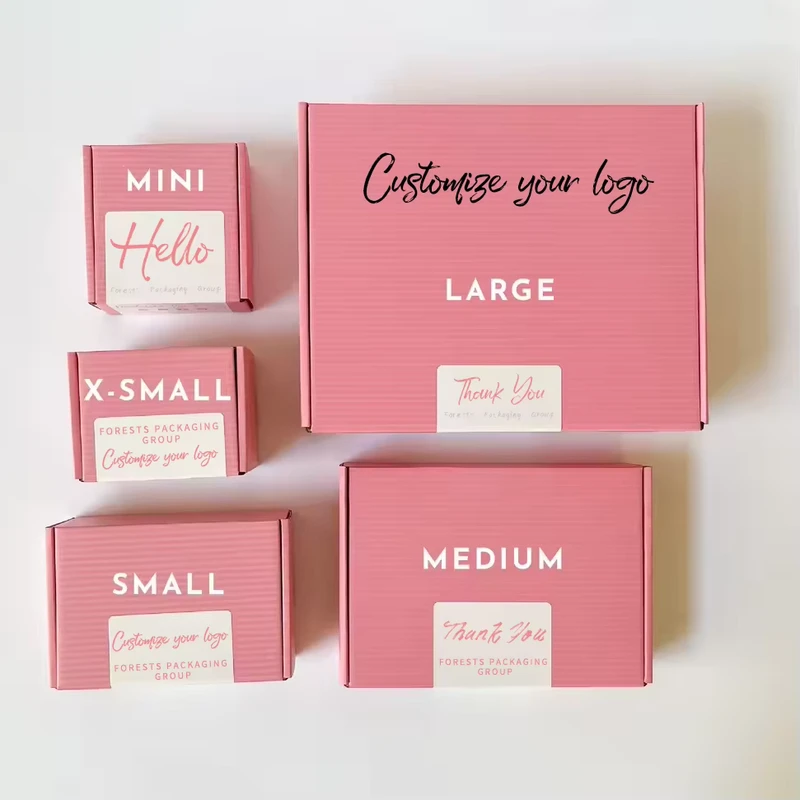 Free-Sample-Custom-logo-pink-Color-Cosmetic-Corrugated-Packaging-Mailer-Box-Shipping-Box-Paper-Box