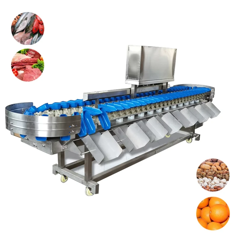 Full-Automatic-Multi-Tray-Weight-Sorting-Grading-Machine-Fruit-Nut-Meat-Chicken-Egg-Chicken-Fish-Grader-Sorting-Machine-Sorter