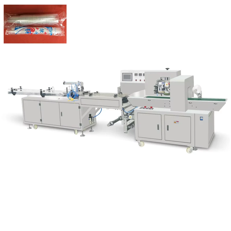 Full-Automatic-One-Two-Row-Packing-Machine-Paper-Plastic-Cups-Food-Commodity-Pillows-Bags-Cases-PLC-Motor-Case-Film-Packaging