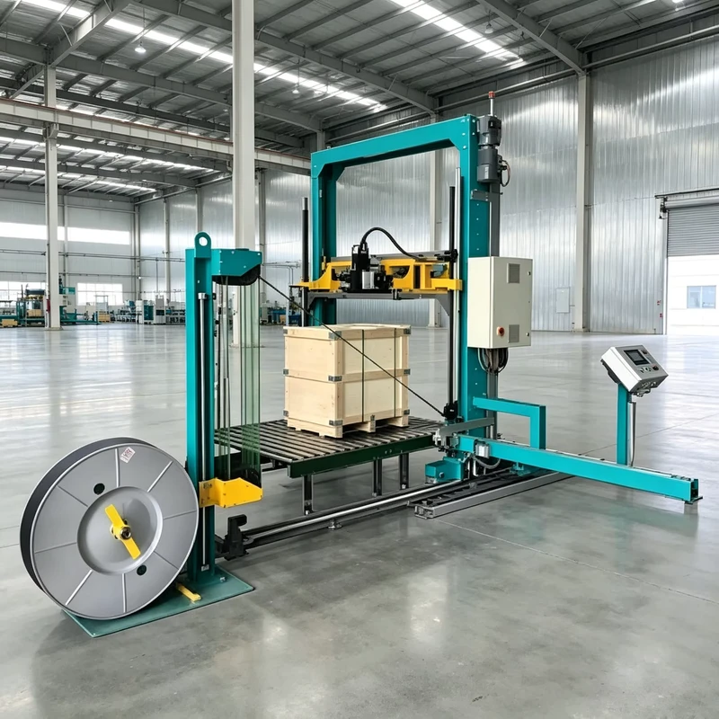 Fully-Auto-Twin-Head-Food-Grade-Plastic-High-Efficiency-Pallet-Strapping-Machine-Vertical-Strapping-Equipment-Top-Press-High
