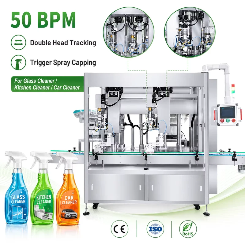Fully-Automatic-Double-Head-Tracking-Screw-Trigger-Spray-Capping-Machine-for-Glass-Cleaner-Kitchen-Cleaner-Car-Cleaner