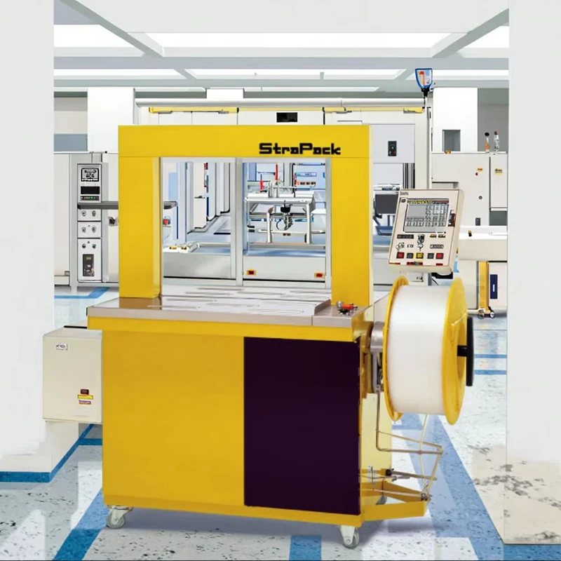 Fully-Automatic-Electric-StraPack-Baler-AQ-7-Case-Packing-Machine-with-Frame-for-Textiles-Food-Plastic-Packaging
