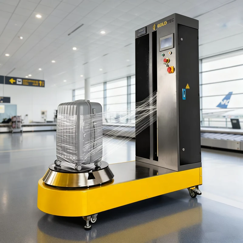 Goldtec-Fully-Automatic-Luggage-Carton-Box-Case-Shrink-Wrapping-Machine-Travel-Luggage-Package-Machine