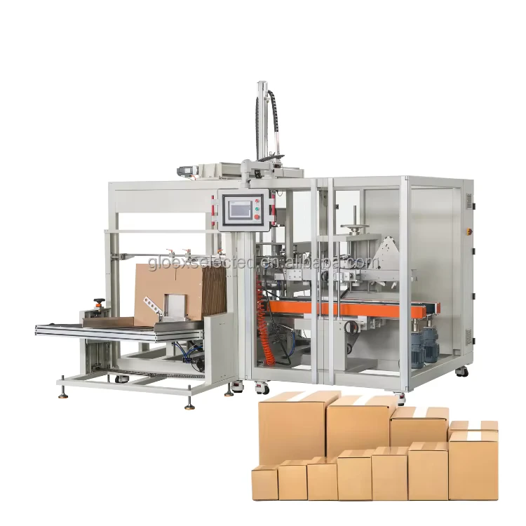 High-Speed-Automated-Beverage-and-Food-Packaging-Line-for-Cans-Bags-Bottles-with-Seamless-Integration-Case-Erector-Packer-Sealer