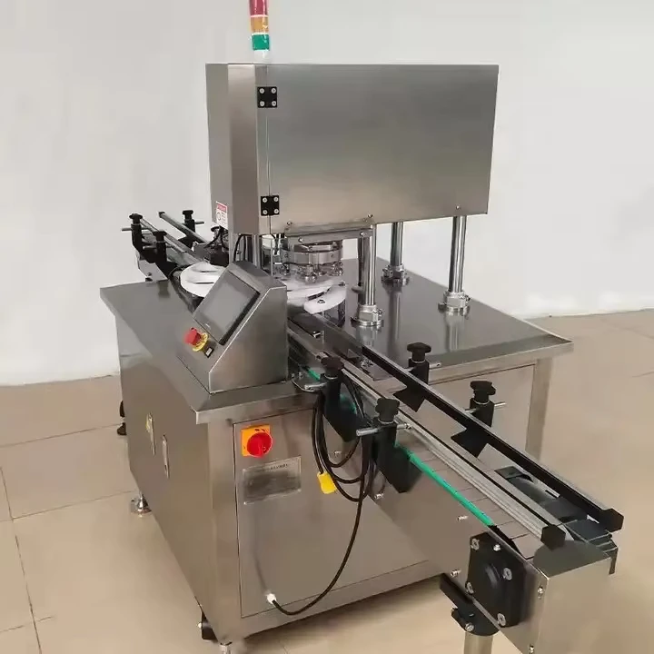 High-Speed-Fully-Automatic-4-Wheel-Electric-Capping-Machine-with-Engine-and-Pump-Lid-Elevator-for-Plastic-Bottles