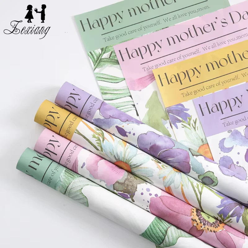 Hot-30-50cm-Korean-Happy-Mothers-Day-Gift-Packaging-Flower-Wrapping-Paper
