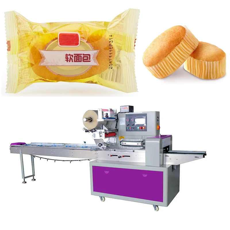 Intelligently-Adjustable-With-Tight-Sealing-Ideal-for-Tray-Bread-Pastry-Automatic-Packaging-Unit-Horizontal-Flow-Wrap-Machine