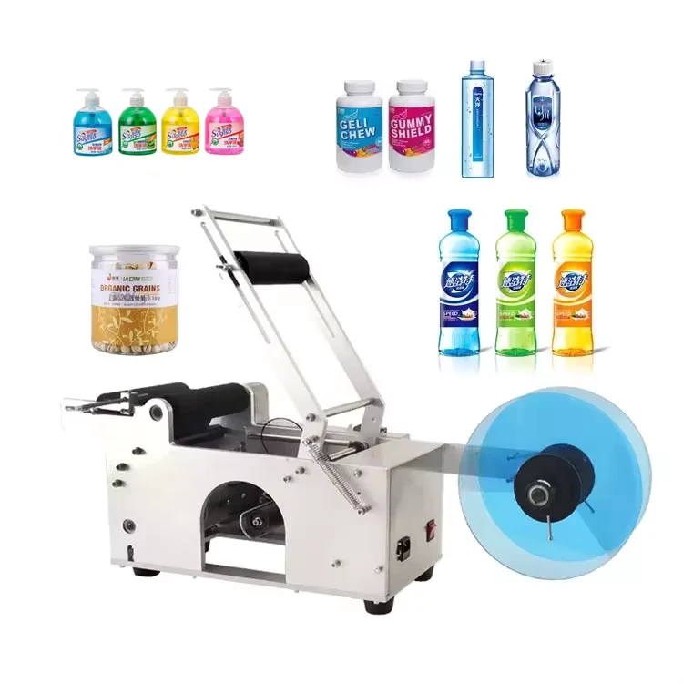 MT-50-Desktop-Manual-Sticker-Auto-Small-Round-Glass-Vial-Plastic-Bottle-Adhesive-Label-Semi-Automatic-Labeling-Machine