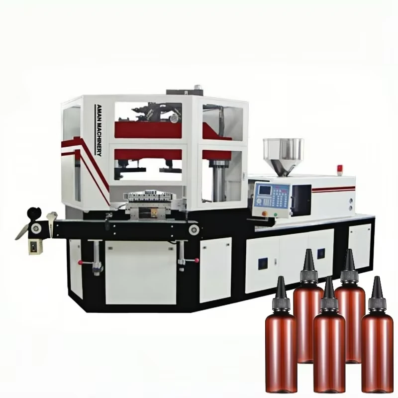 Multi-Material-HDPE-LDPE-Injection-Blow-Molding-Machine-to-Manufacture-Small-Food-Packaging-Bottles