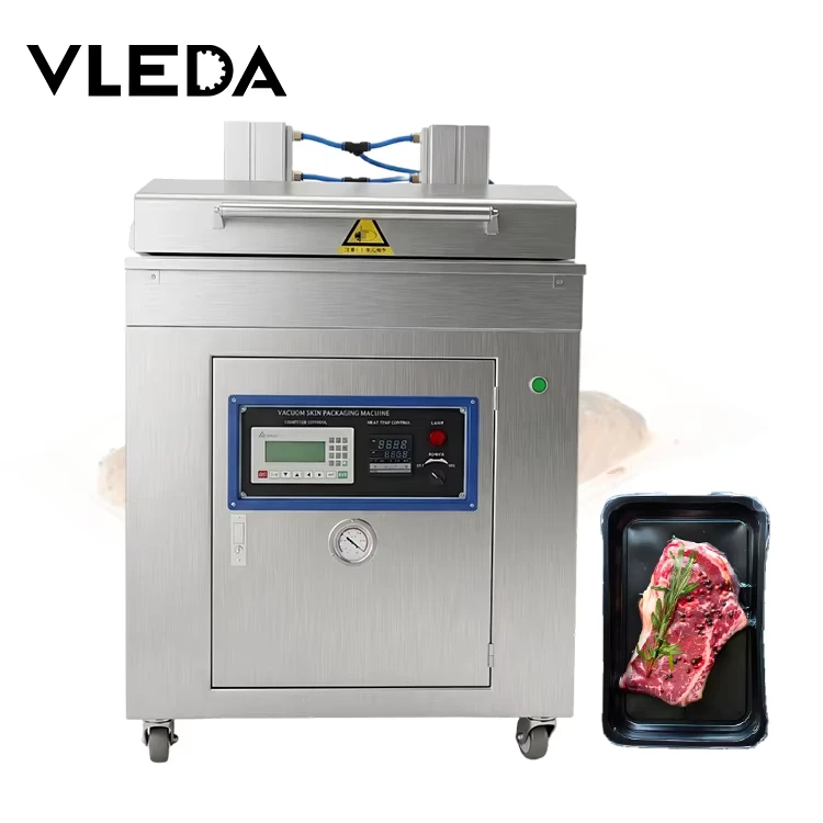 PLC-Control-Food-Vacuum-Skin-Packaging-Machine-10KW-High-Speed-Fresh-Meat-Seafood-VSP-Packing-Machine