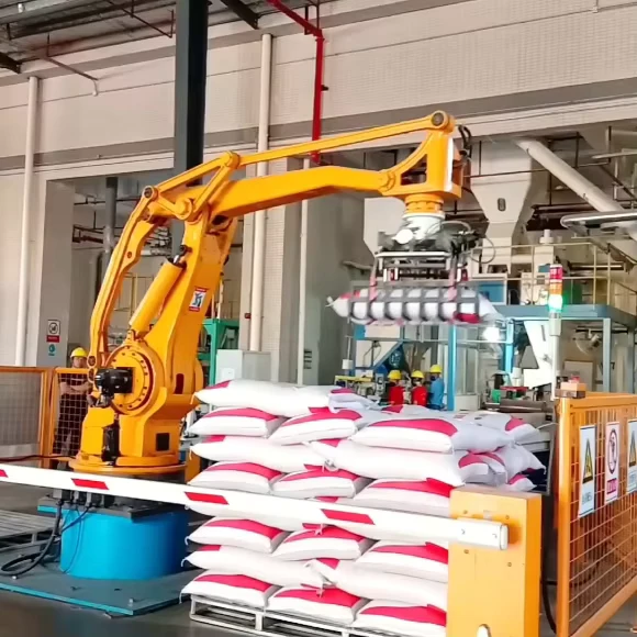 Pet-Feed-Packaging-Production-Line-Robotic-Stacking-Machine-for-25kg-50kg-Wheat-Bag