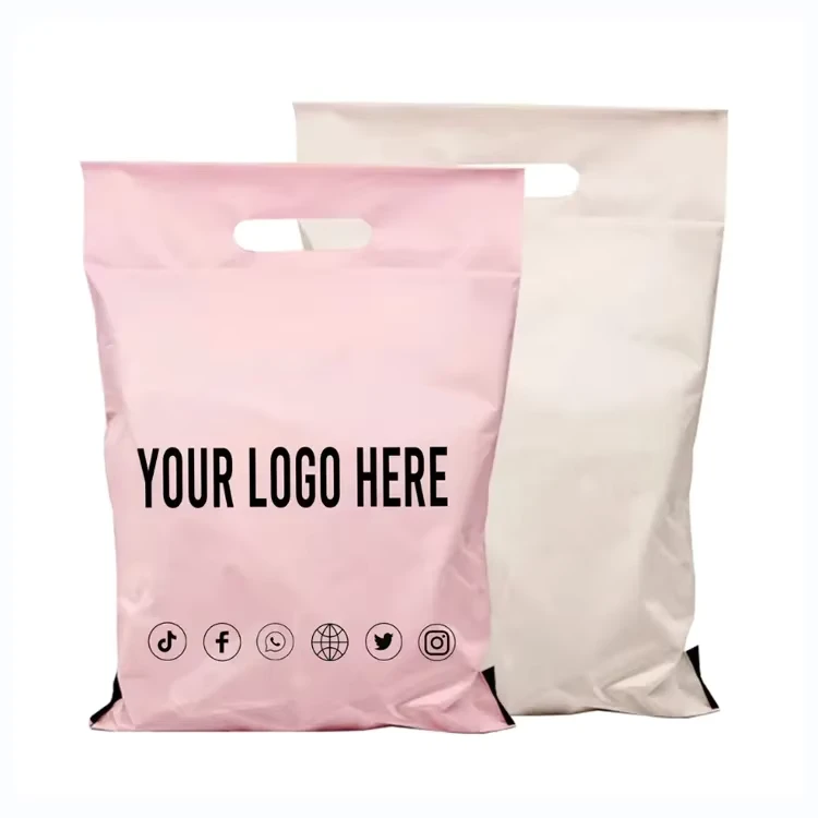 Polythene-Bags-Packaging-Frosted-Poly-Mailers-Gift-Box-Package-Mail-Big-Poly-Mailer-Bag-With-Handle-Poly-Mailer-Pink-Courier-Bag