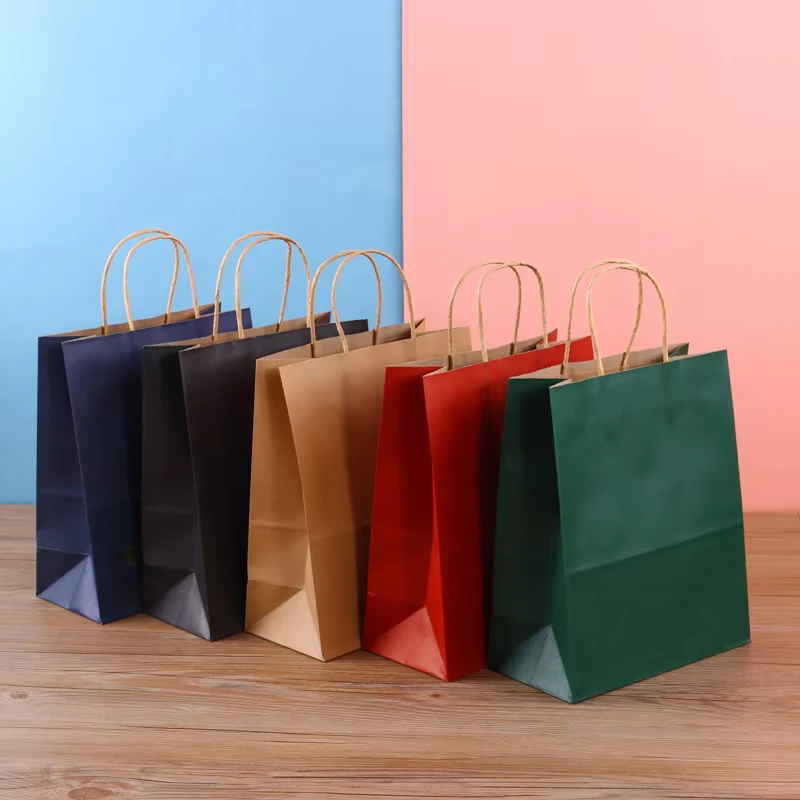 Recycled-Kraft-Paper-Bags-Embossing-Debossing-Ribbon-UV-Coating-Customizable-Classic-Style-for-Clothing-Food-Packaging-Business
