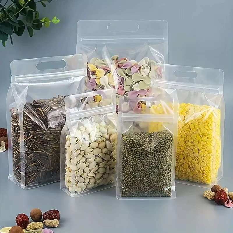 Resealable-Ziplock-Eight-Side-Seal-Stand-up-Pouch-Clear-Transparent-Plastic-Food-Packaging-Mylar-Bag