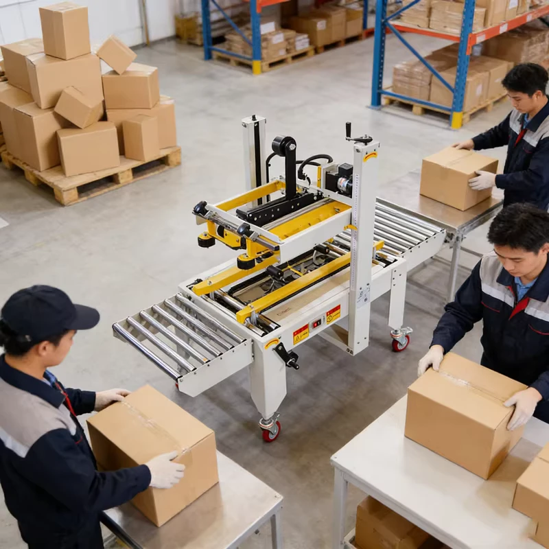 Semi-Auto-Tape-Sealer-Carton-Sealing-Packaging-Machine-Paper-Box-Case-Packing-Sealer-Left-to-Right-Side-Drive