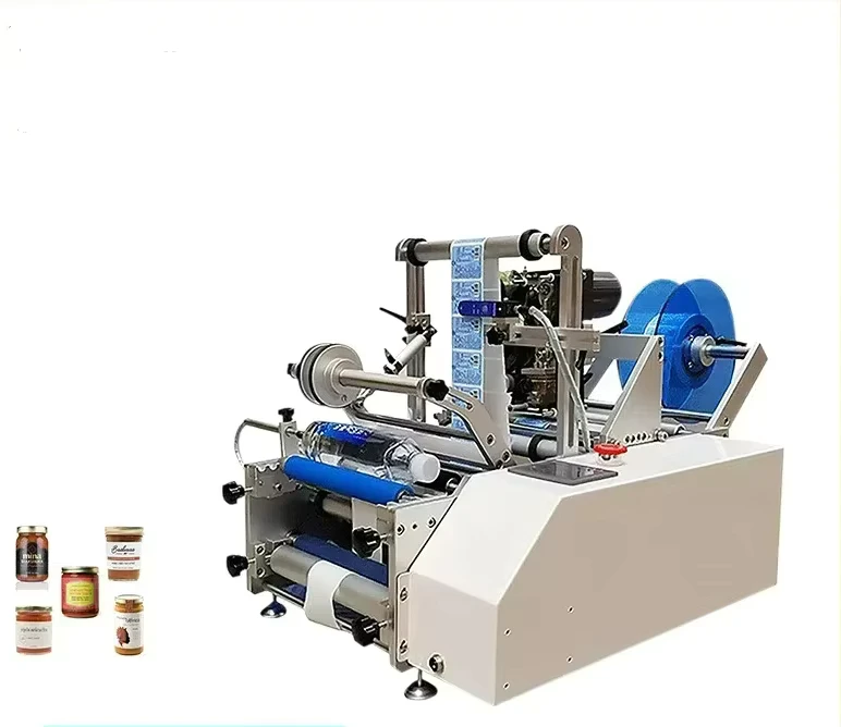 Semi-Automatic-Manual-Labeling-Machine-for-Round-Bottles-Sticker-Applicator-with-Date-Printer-Batch-Coding