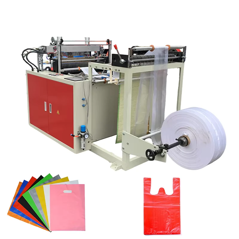 Semi-Automatic-Polythene-Vest-Bags-Manufacturing-Machine-Carry-Travel-T-Shirt-Hand-Trash-Grocery-Plastic-Bag-Making-Machine
