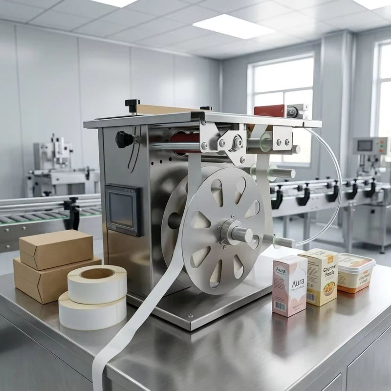 Semi-automatic-Desktop-Flat-Labeling-Machine-for-Small-Production-Touch-Screen-Control-Construction-Boxes-Lids-Flat-Containers