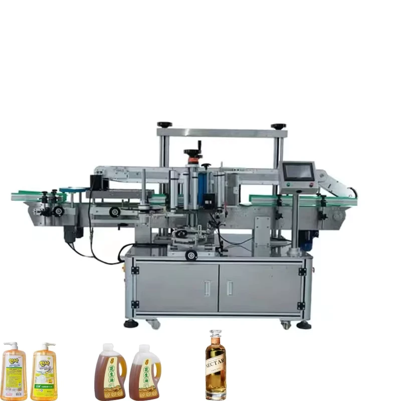 Turnkey-Automatic-Double-Sided-Labeling-Solution-Complete-Production-Line-with-Conveyor-and-Unscrambler